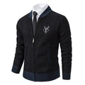 Pull pour homme coupe ajustée à col montant brodé d'un élan