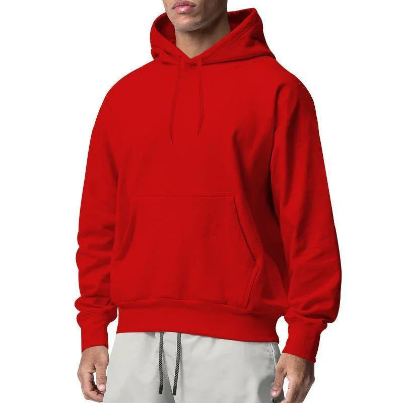 Sweat à capuche décontracté en molleton uni pour hommes