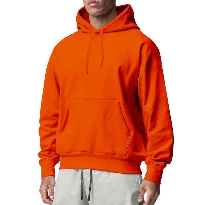 Sweat à capuche décontracté en molleton uni pour hommes