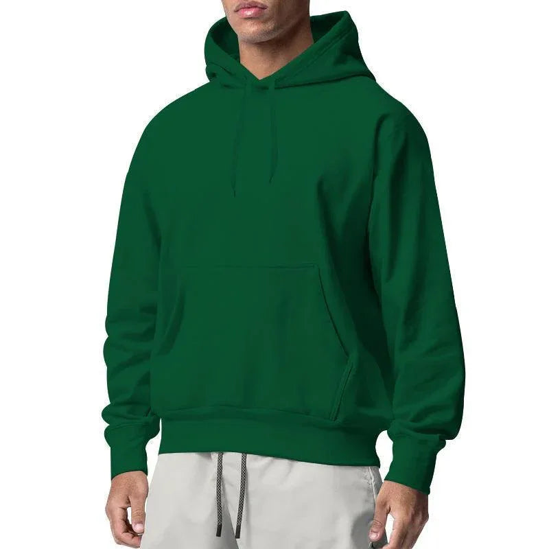 Sweat à capuche décontracté en molleton uni pour hommes