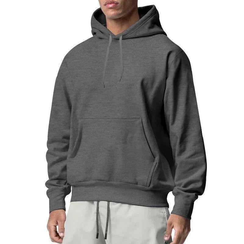 Sweat à capuche décontracté en molleton uni pour hommes