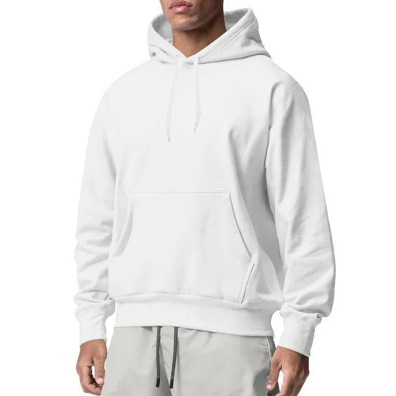 Sweat à capuche décontracté en molleton uni pour hommes