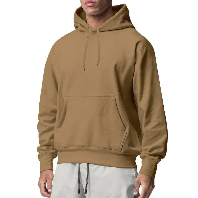 Sweat à capuche décontracté en molleton uni pour hommes