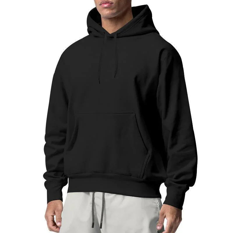 Sweat à capuche décontracté en molleton uni pour hommes