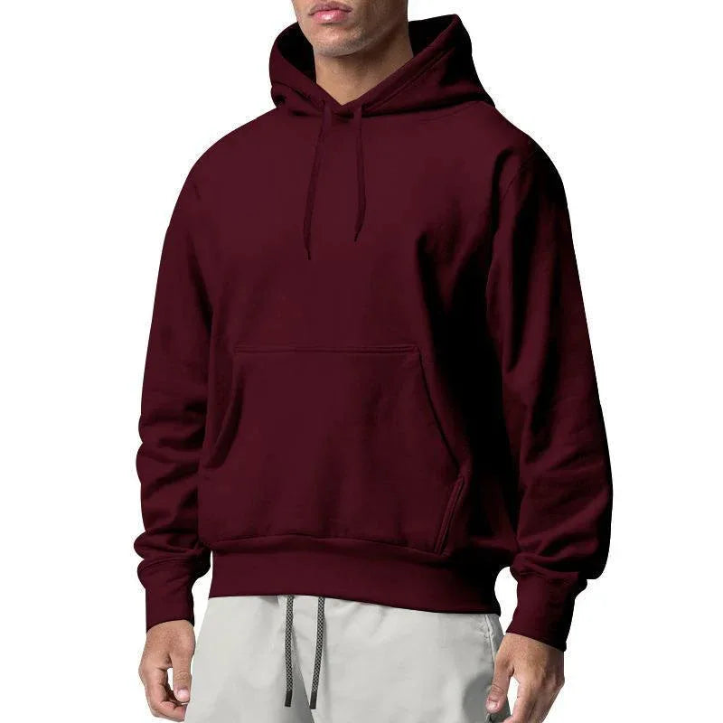 Sweat à capuche décontracté en molleton uni pour hommes