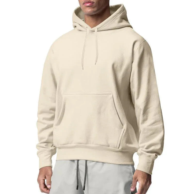 Sweat à capuche décontracté en molleton uni pour hommes