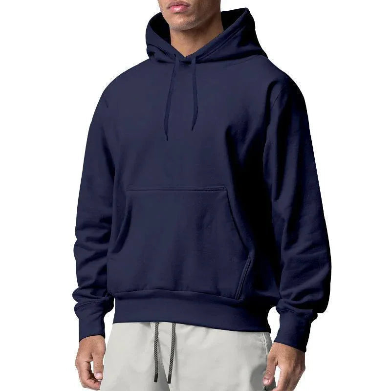 Sweat à capuche décontracté en molleton uni pour hommes