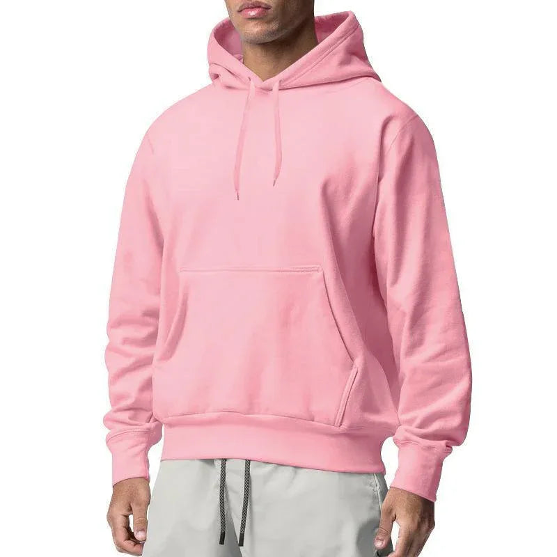 Sweat à capuche décontracté en molleton uni pour hommes