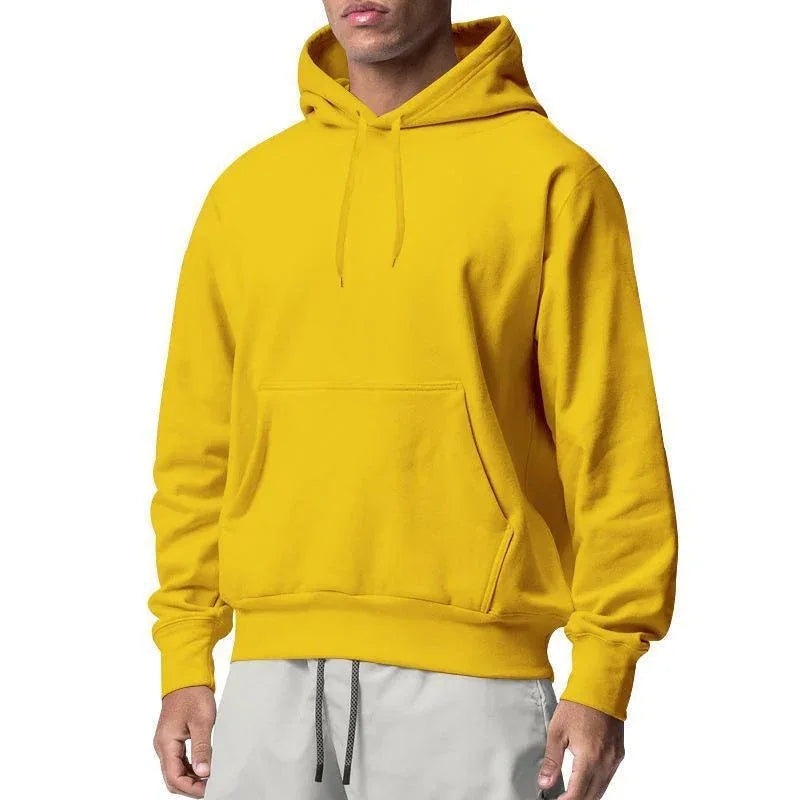 Sweat à capuche décontracté en molleton uni pour hommes