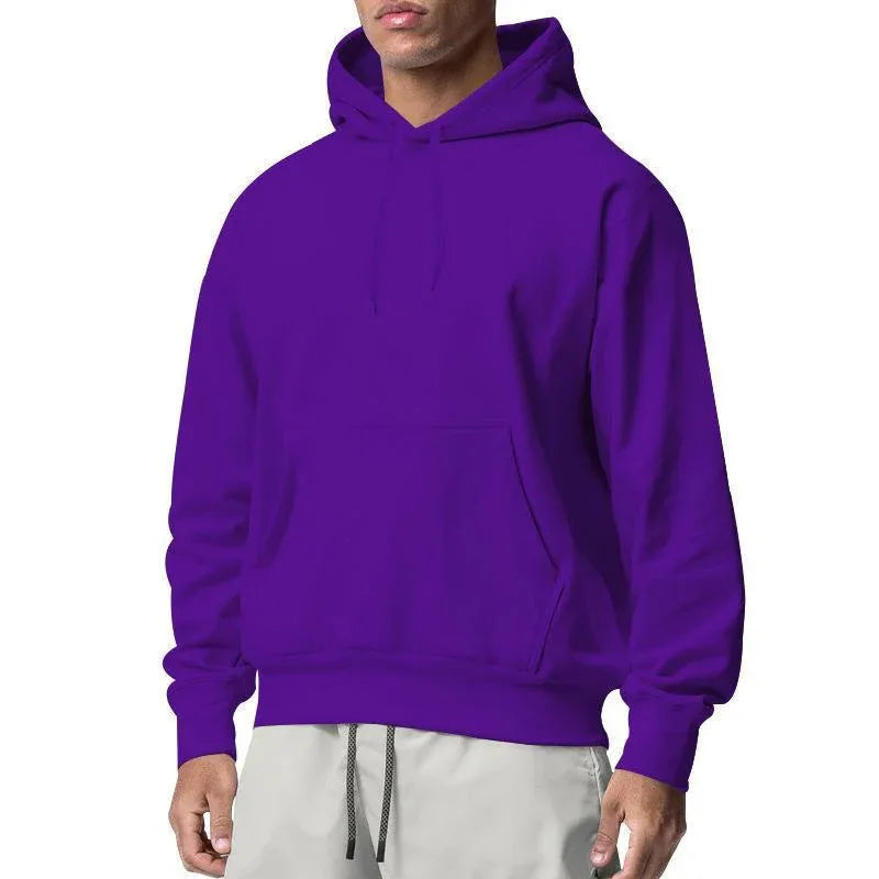 Sweat à capuche décontracté en molleton uni pour hommes