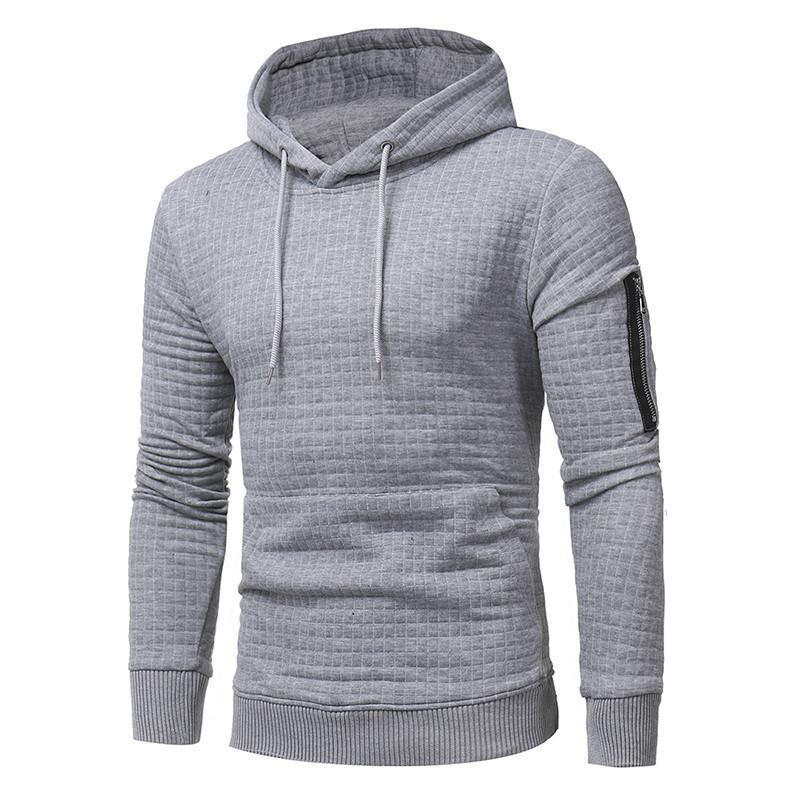 Herren-Sweatshirt-Kapuzenpullover mit Armreißverschluss, Langarm, schmal geschnittenes Oberteil