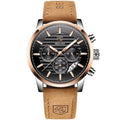 Herrenuhr mit drei Hilfszifferblättern und Lederarmband