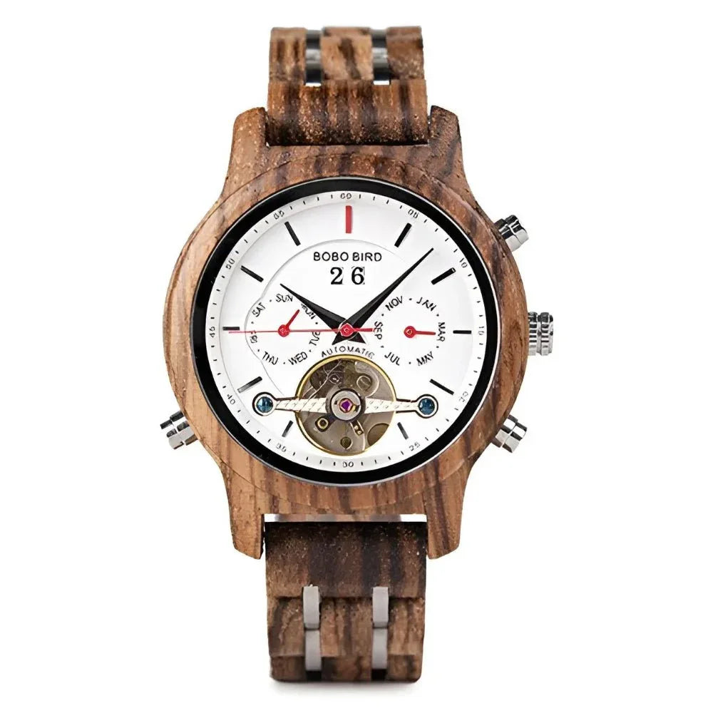 Herren Tourbillon Automatische Mechanische Holzuhr