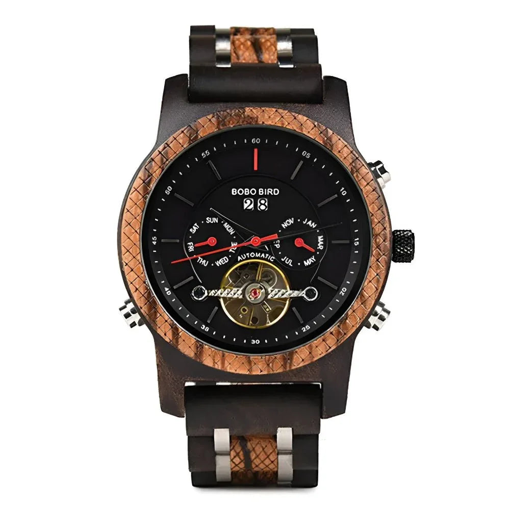 Herren Tourbillon Automatische Mechanische Holzuhr