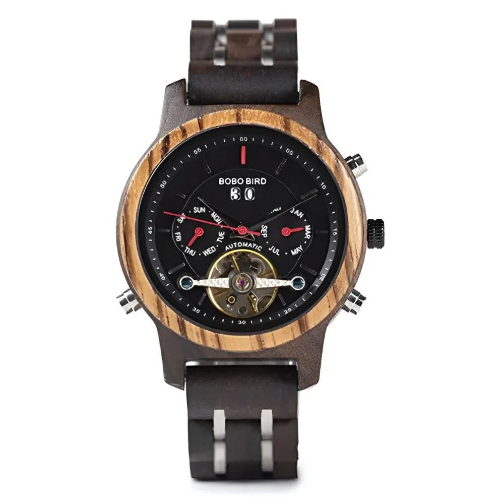 Herren Tourbillon Automatische Mechanische Holzuhr