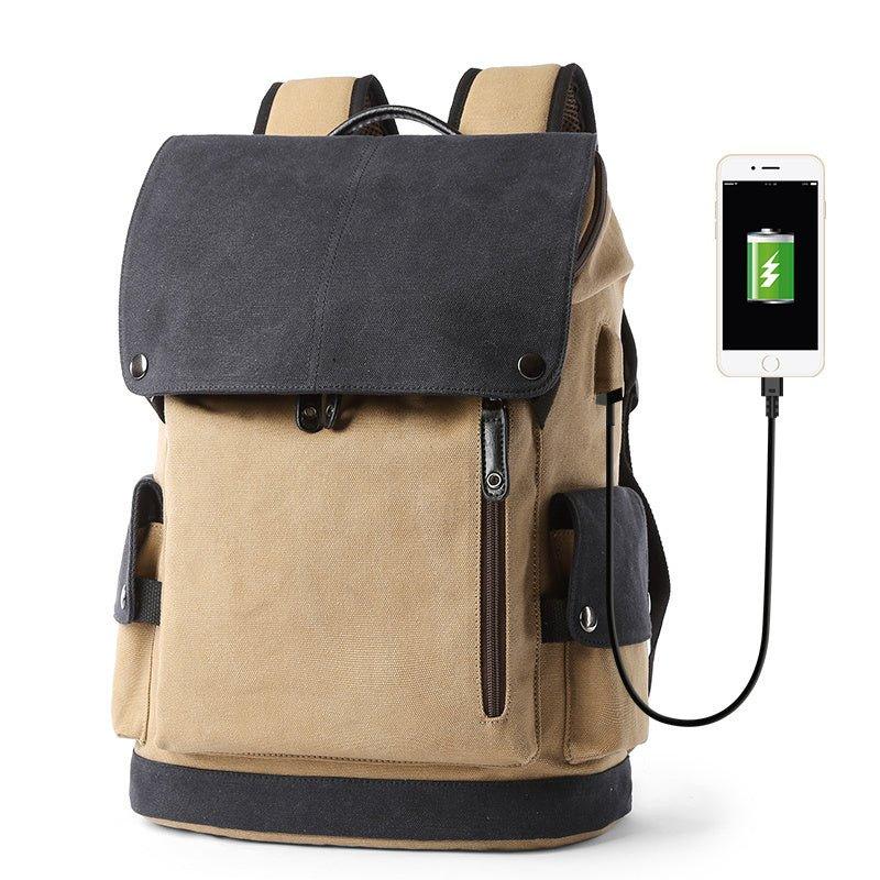 Herren USB Lade Polyester Schul-Arbeits-Rucksack