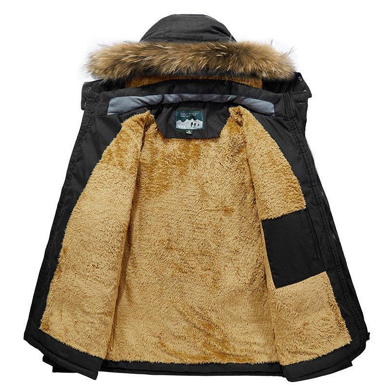 Herren Warme Gefütterte Winterjacke mit Kapuze