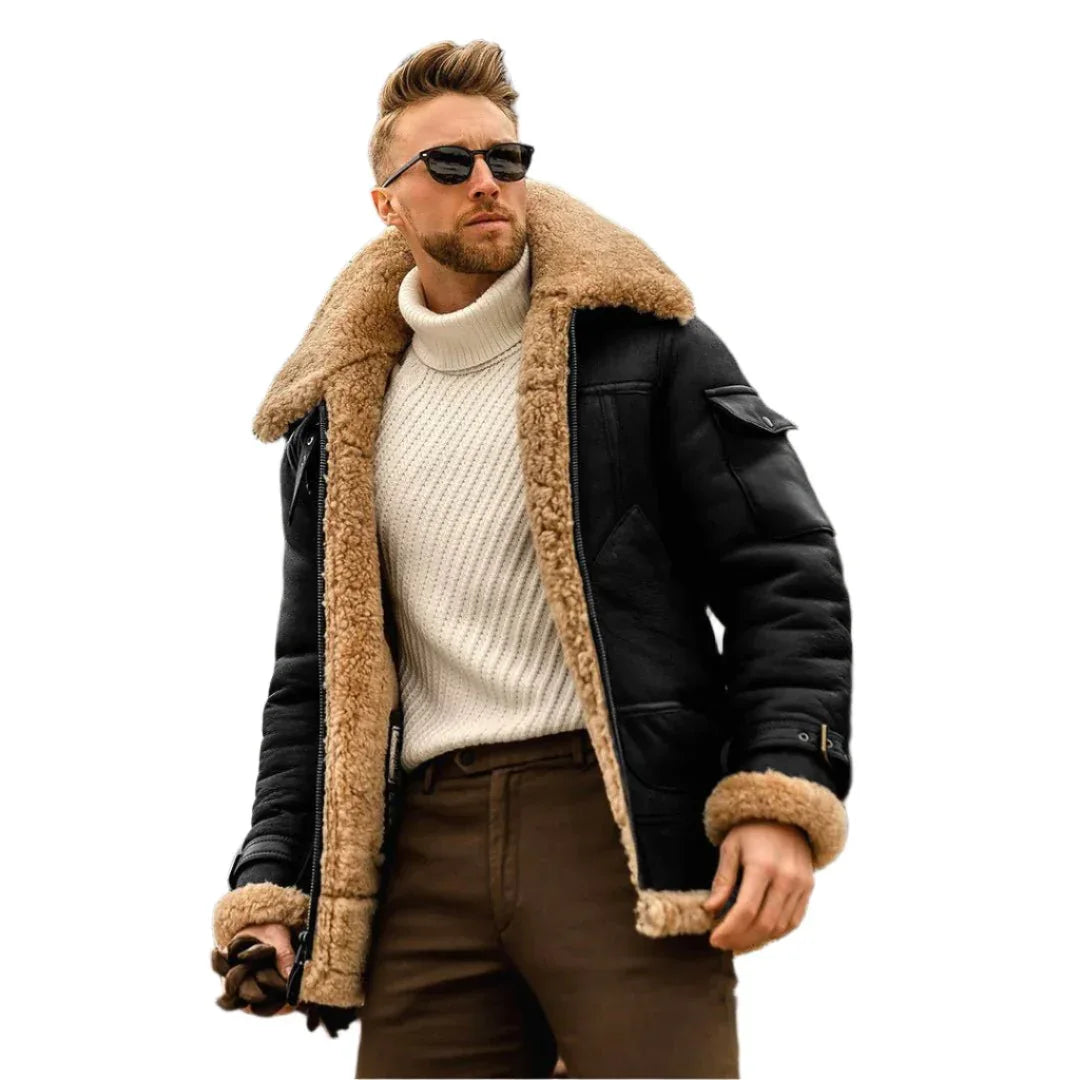 Herren Warme Winter Armee Taktische Fleecejacke mit Pelzkragen