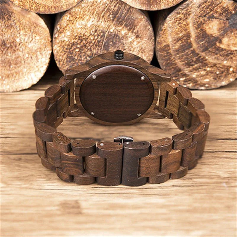 Montre à Quartz Étanche en Bois pour Homme