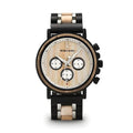 Montre multifonction en bois massif pour homme