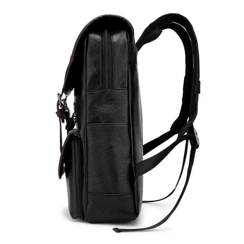 Sac à dos d'ordinateur pour étudiant en cuir PU imperméable