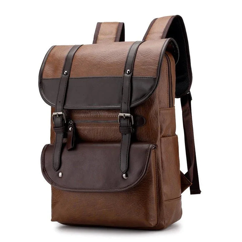 Sac à dos d'ordinateur pour étudiant en cuir PU imperméable