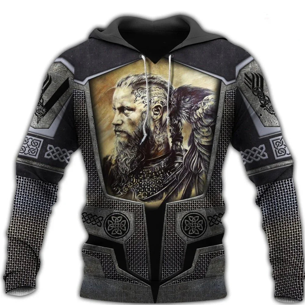 Sweat-shirt imprimé Ragnar Viking Tendance urbaine Hoodie classique