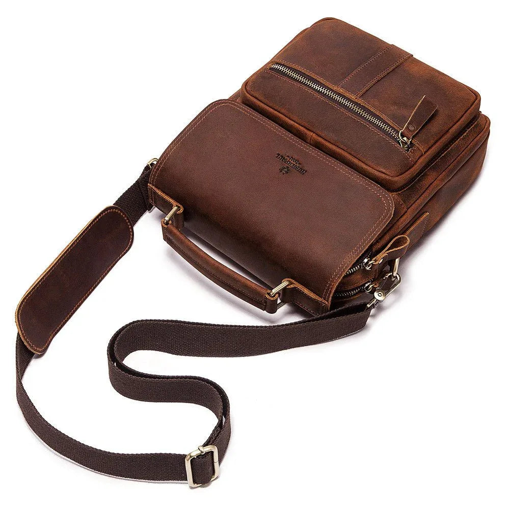 Sac de messager/porte-documents en cuir de vachette rétro pour hommes
