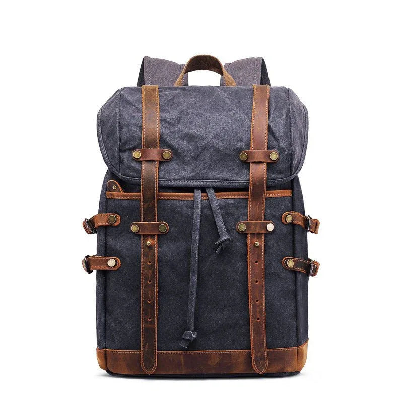 Retro Leder & Canvas Rucksack für Herren