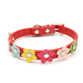 Collier pour animaux de compagnie en PU avec petites fleurs