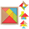 Petits blocs de construction en bois colorés Tangram Puzzle cognitif en forme Jouet éducatif