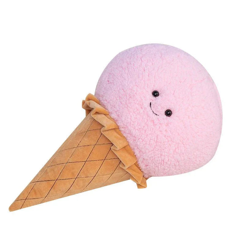 Peluche Oreiller Cône de Crème Glacée Souriant