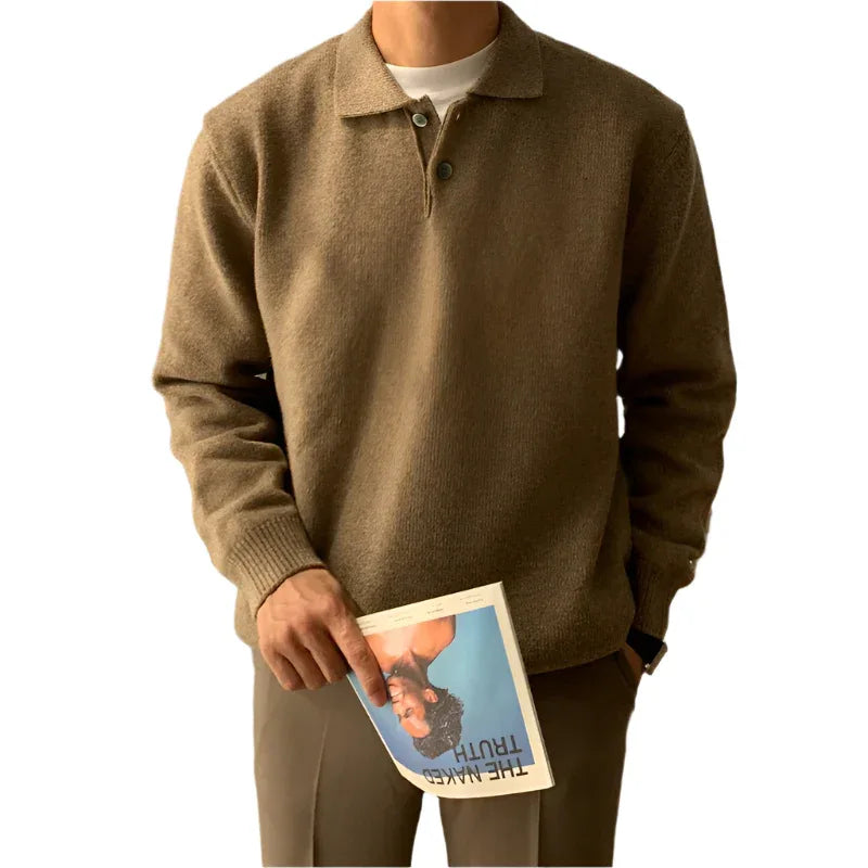 Pull décontracté uni polyvalent pour homme