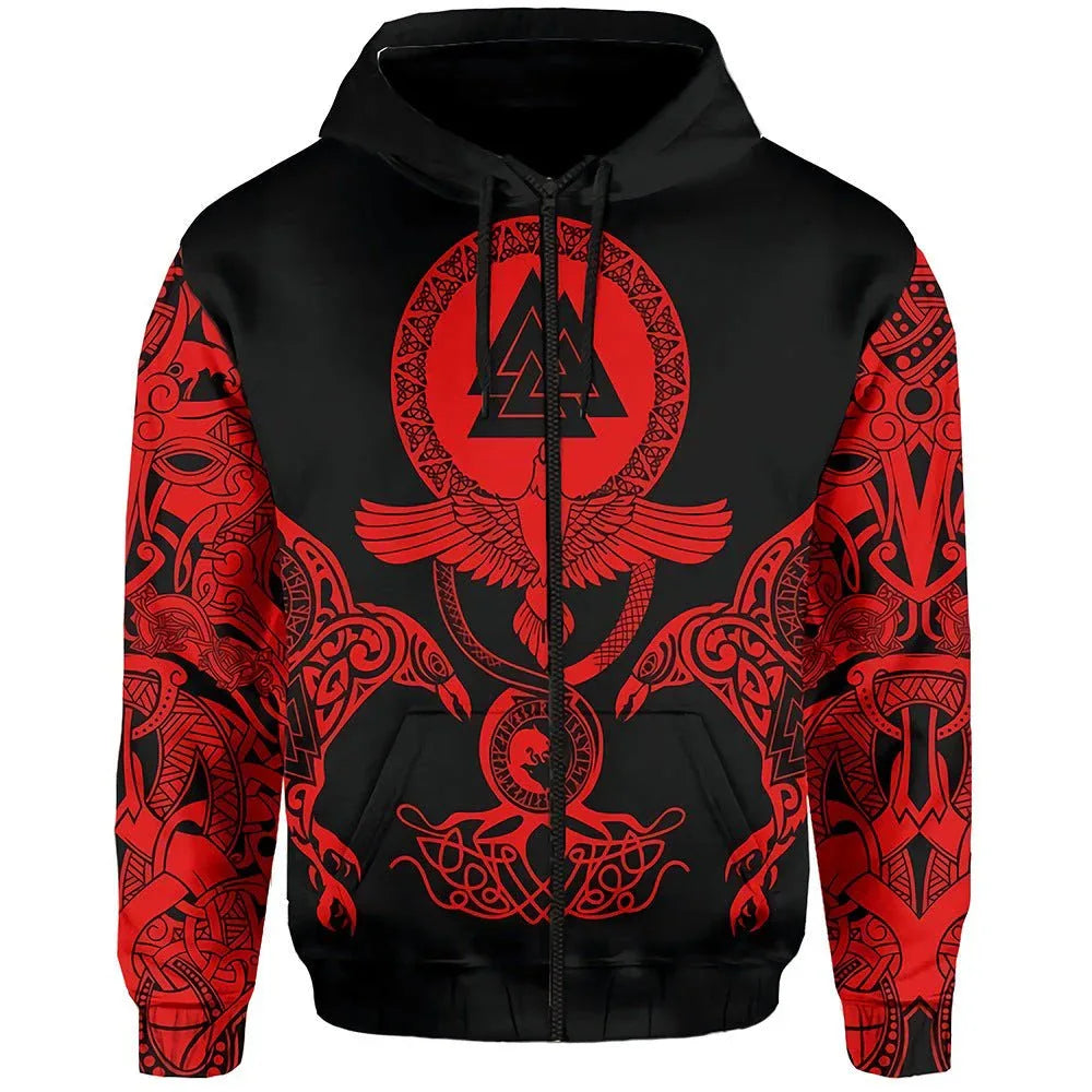 Sweat-shirts à capuche imprimés guerrier viking