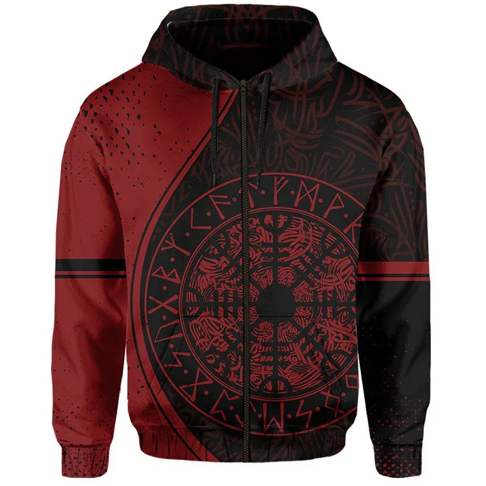 Sweat-shirts à capuche imprimés guerrier viking