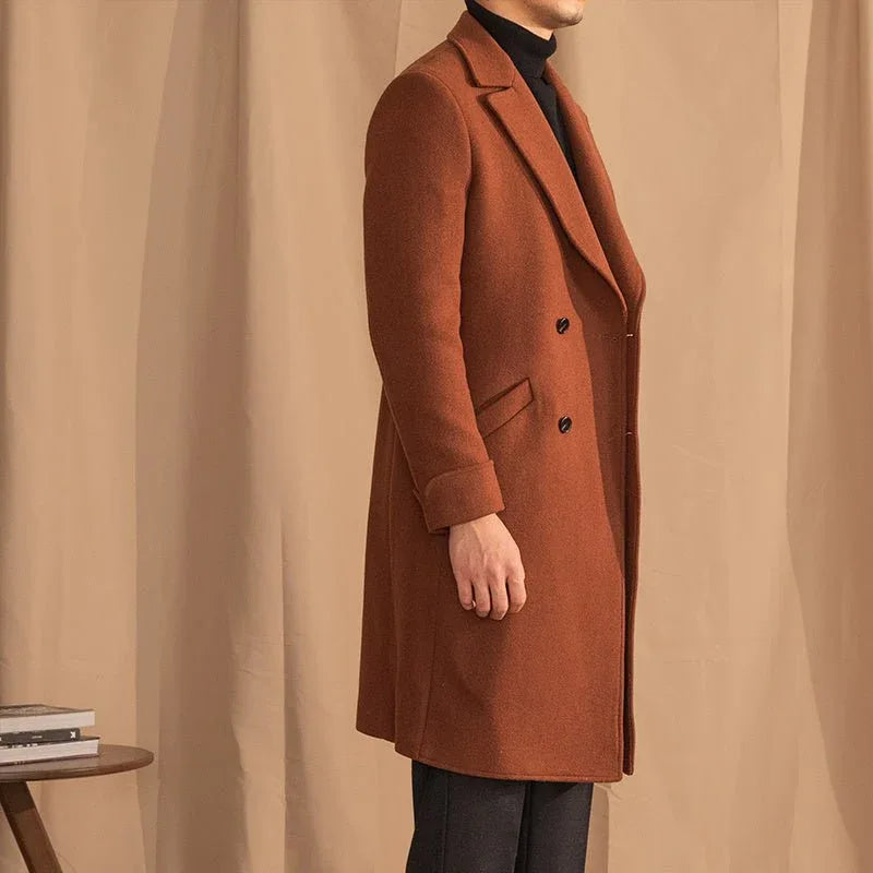 Manteau en laine mi-long chaud pour homme