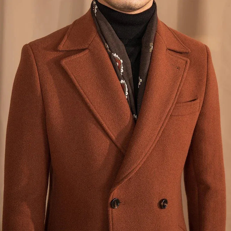 Manteau en laine mi-long chaud pour homme