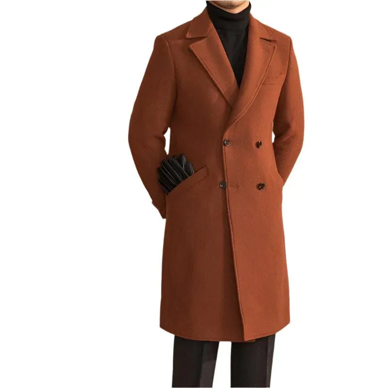 Manteau en laine mi-long chaud pour homme