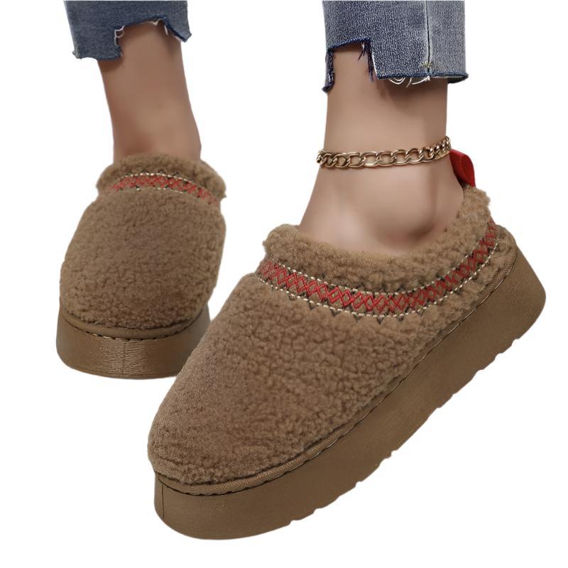Damen Winter-Pantoffeln mit dicker Sohle, Plüsch, für Drinnen & Draußen