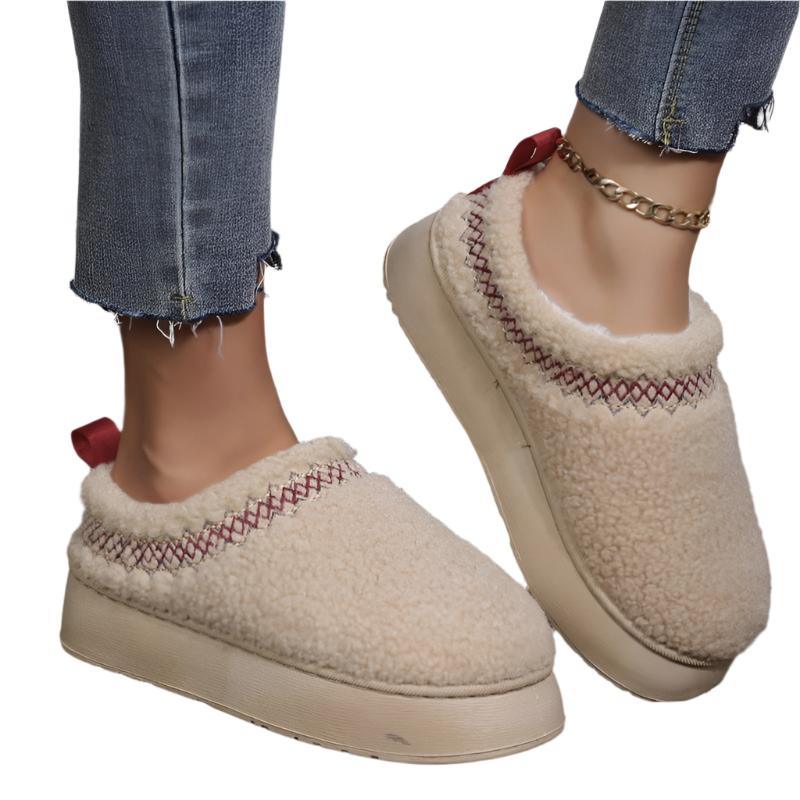 Damen Winter-Pantoffeln mit dicker Sohle, Plüsch, für Drinnen & Draußen
