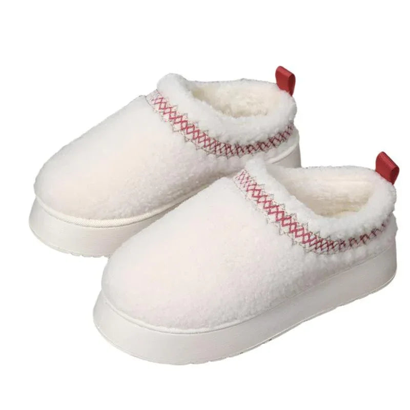 Damen Winter-Pantoffeln mit dicker Sohle, Plüsch, für Drinnen & Draußen