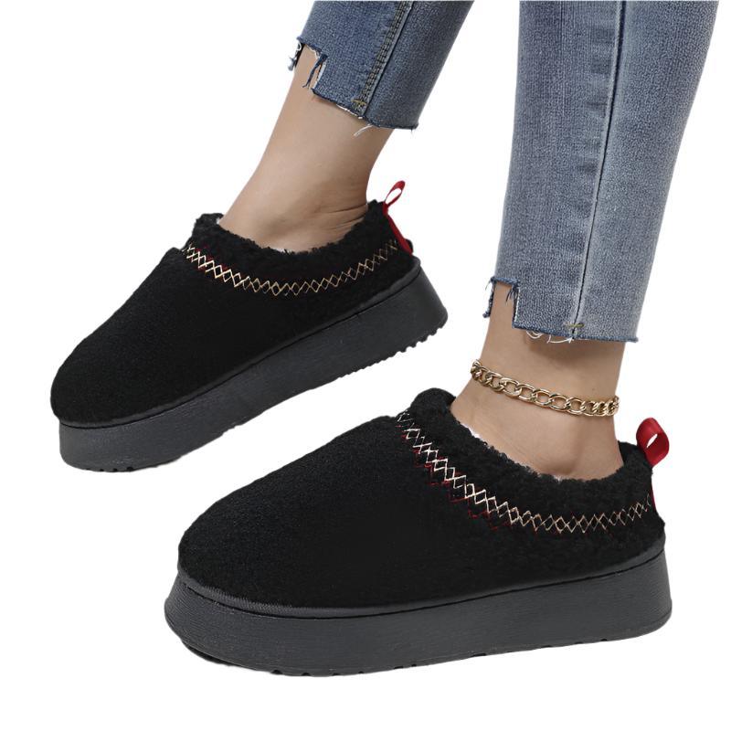 Damen Winter-Pantoffeln mit dicker Sohle, Plüsch, für Drinnen & Draußen
