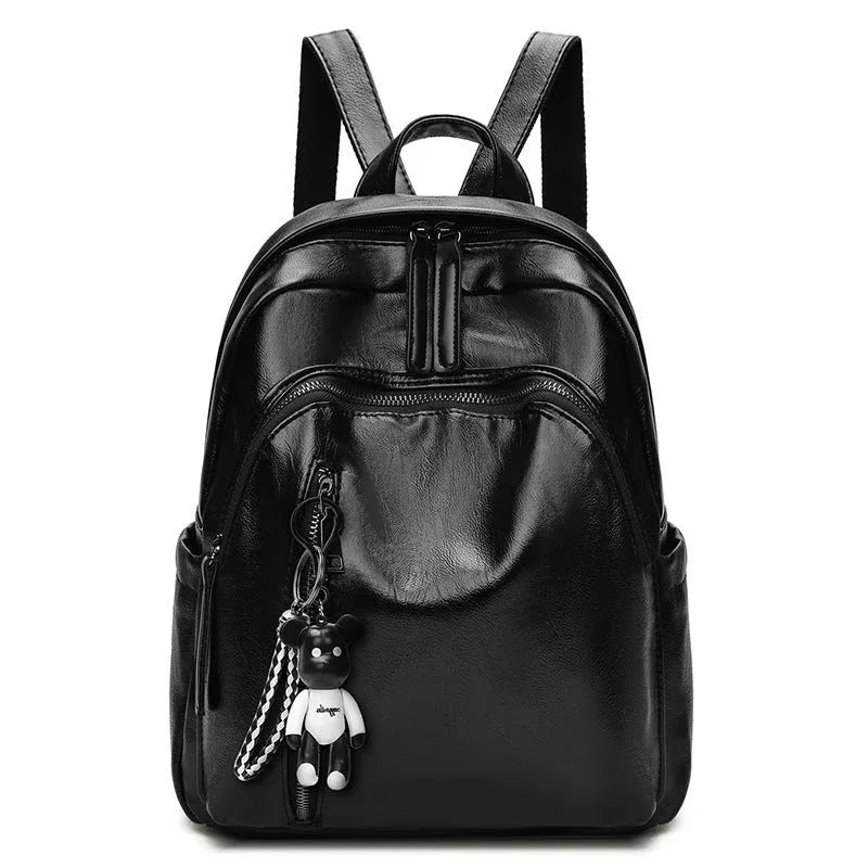 Sac à dos en cuir PU noir pour femme avec bretelles réglables