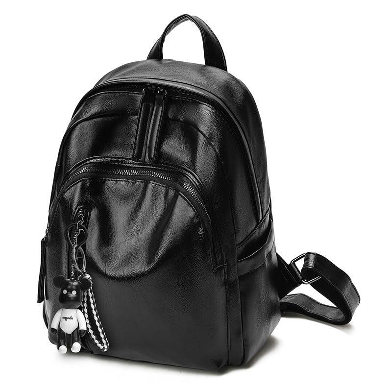 Sac à dos en cuir PU noir pour femme avec bretelles réglables