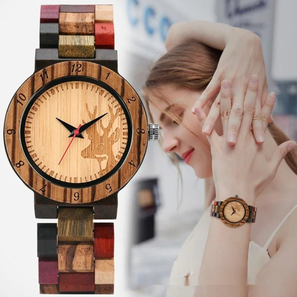Montre classique en bois pour femme