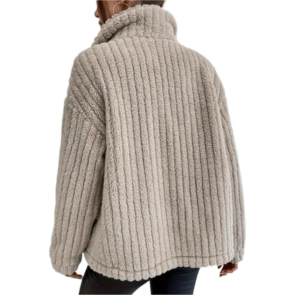 Damen doppelseitige Samtknopf Strickjacke Freizeitjacke