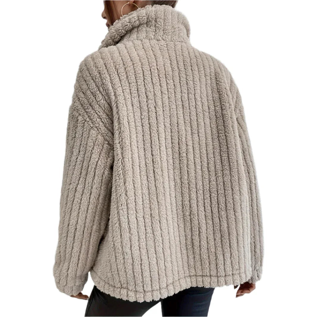 Damen doppelseitige Samtknopf Strickjacke Freizeitjacke