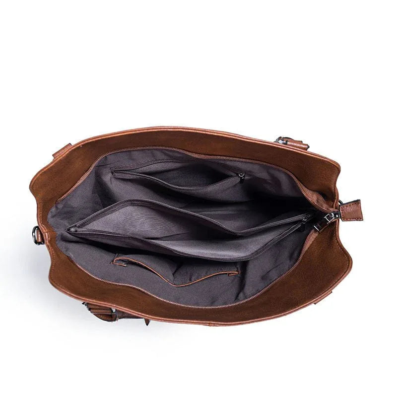 Elegante Damenhandtasche aus PU-Leder mit doppeltem Reißverschluss und Schulterriemen