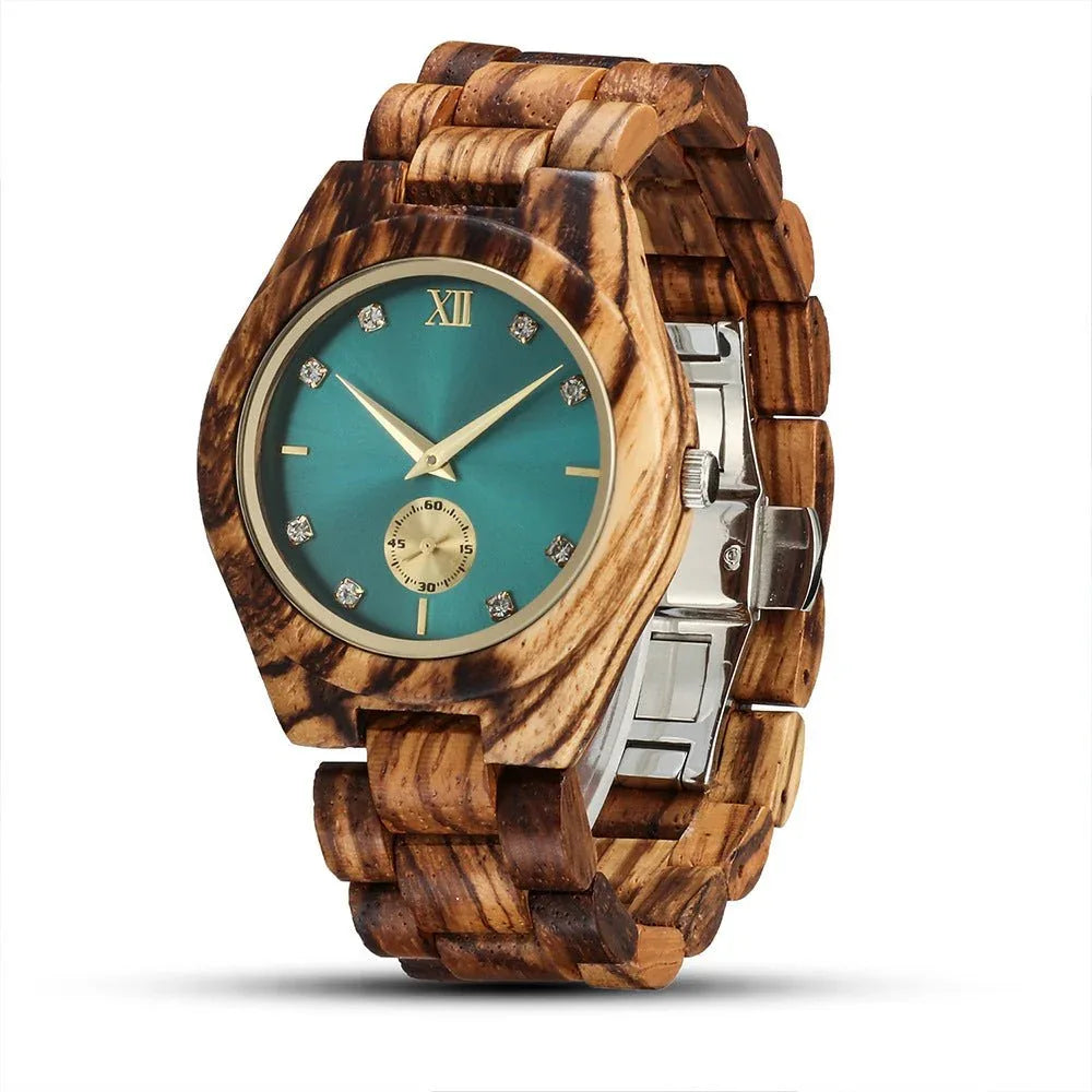 Elegante Quarzuhr aus Holz für Damen