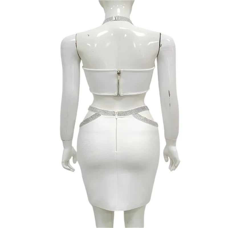 Ensemble deux pièces moulant pour femme : crop top et jupe bandeau